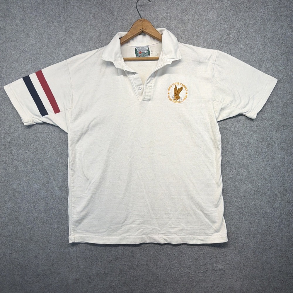 Vintage USA Rugby Football Union Eagle Logo Made In USA Red White Blue